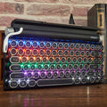 Dot retro Bluetooth mechanical keyboard with black metal casing and seven-colour backlit keys