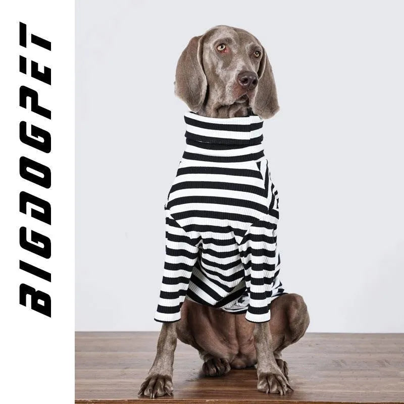 Black and white thin polyester inner layer clothing for large dogs showing size options up to XXXL