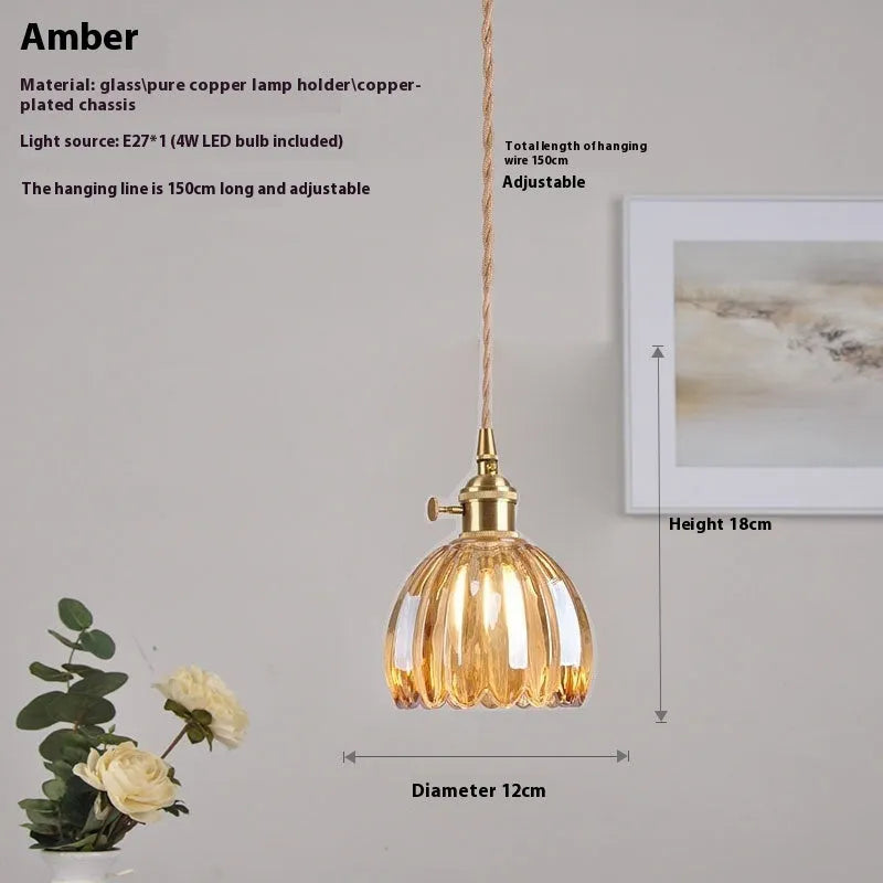 Vintage glass flower chandelier with Nordic design in amber, white, green, transparent, or smoky grey