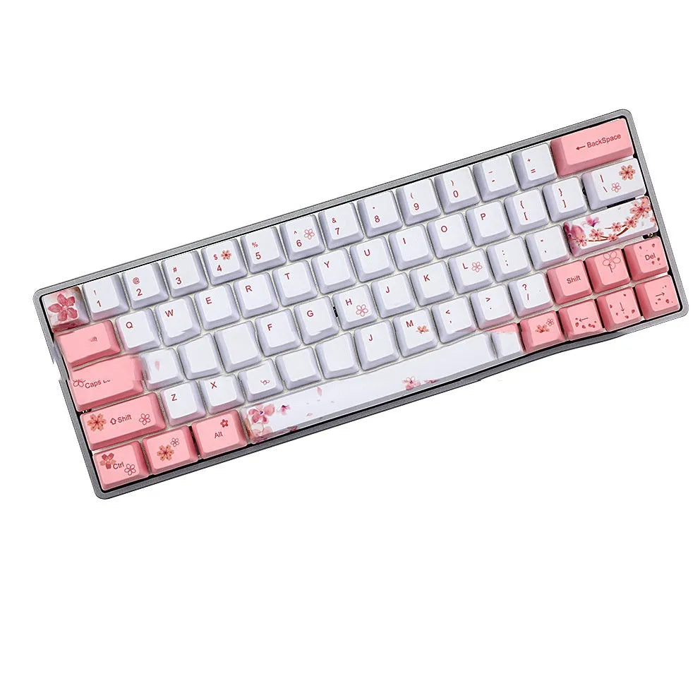Pink PBT mechanical keyboard keycaps with five-sided sublimation printing
