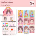 Children's paper princess makeup bag sticker toy with antique princess style, including stickers and mesh bag
