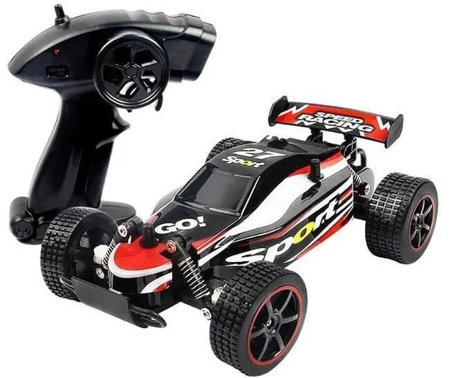 Blue and yellow 1:18 scale remote control off-road car with 2.4Ghz transmitter