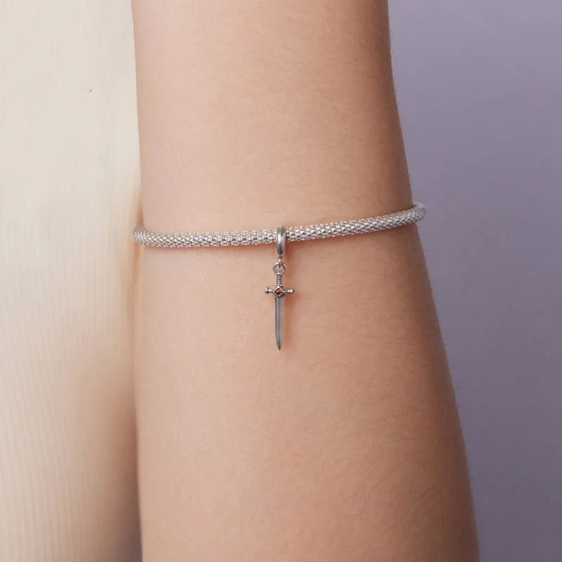 S925 sterling silver bead with inlay treatment, height 2.5cm, width 0.6cm, aperture 0.45cm