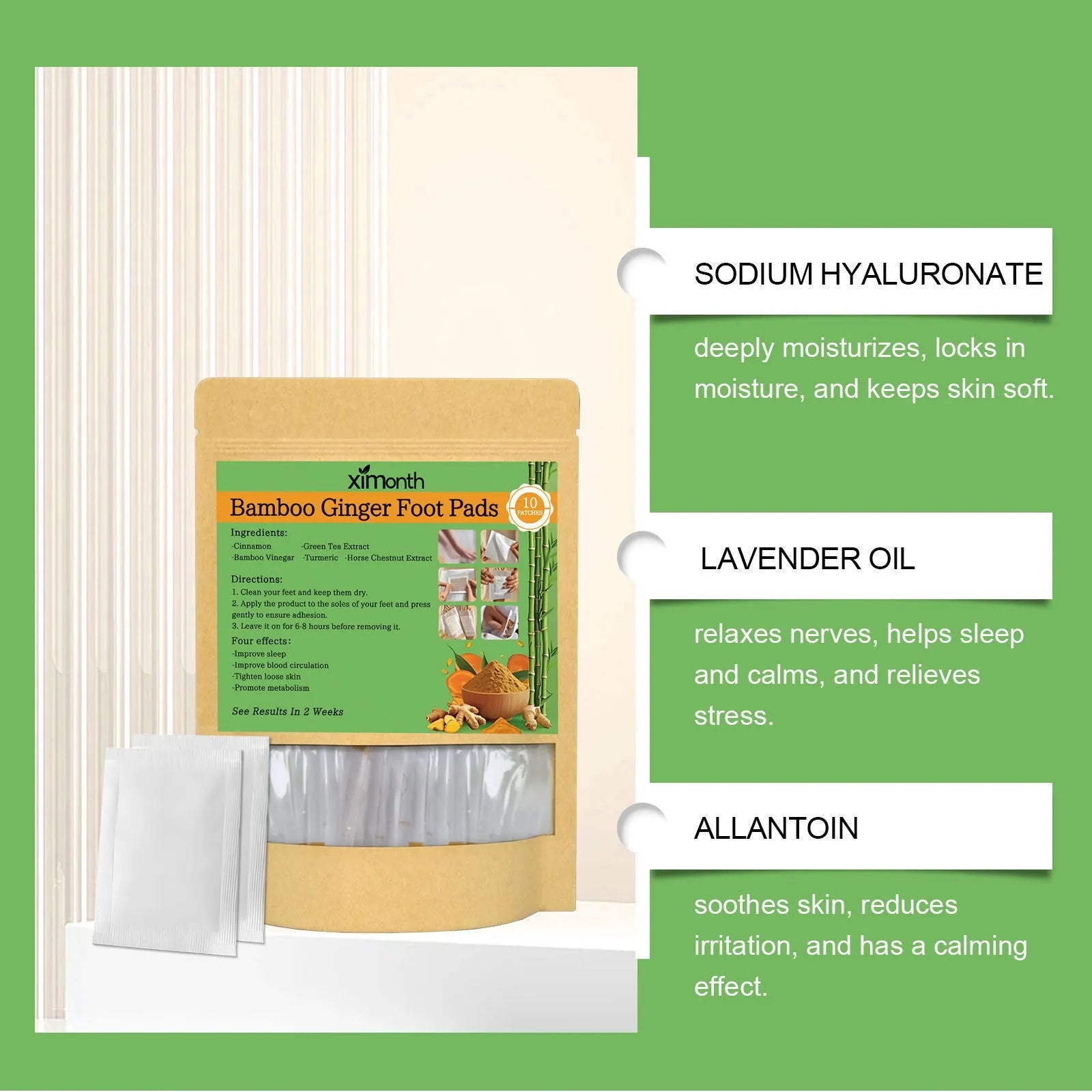 Health patch adhesive bandage pack containing 10 patches with natural ingredients