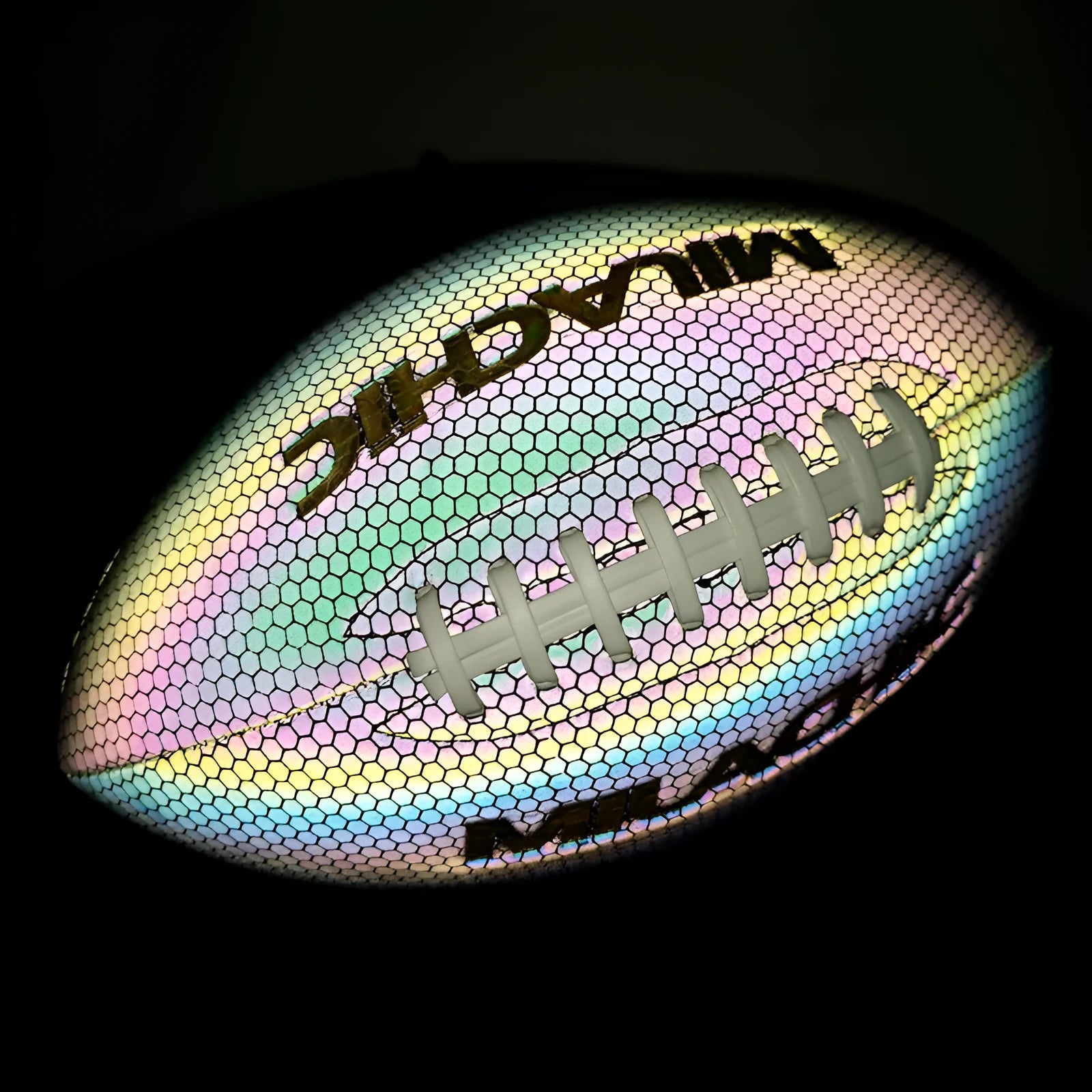 Luminous fluorescent reflective football size 9 with PU surface, machine sewn, reflective finish for night training