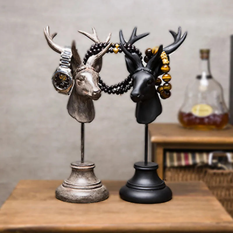 A black, white, or wood-coloured animal model sculpture made from natural resin for home decoration.