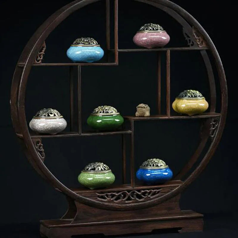 Retro ceramic incense burner in choice of twelve colours for home or garden decor.