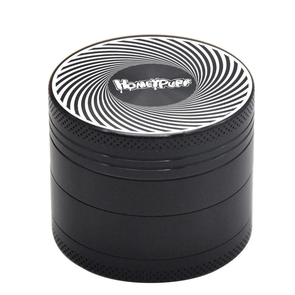 Four-layer T6 CNC aluminum alloy grinder with keychain razor bottle opener USB charging light and cash check lamp in black