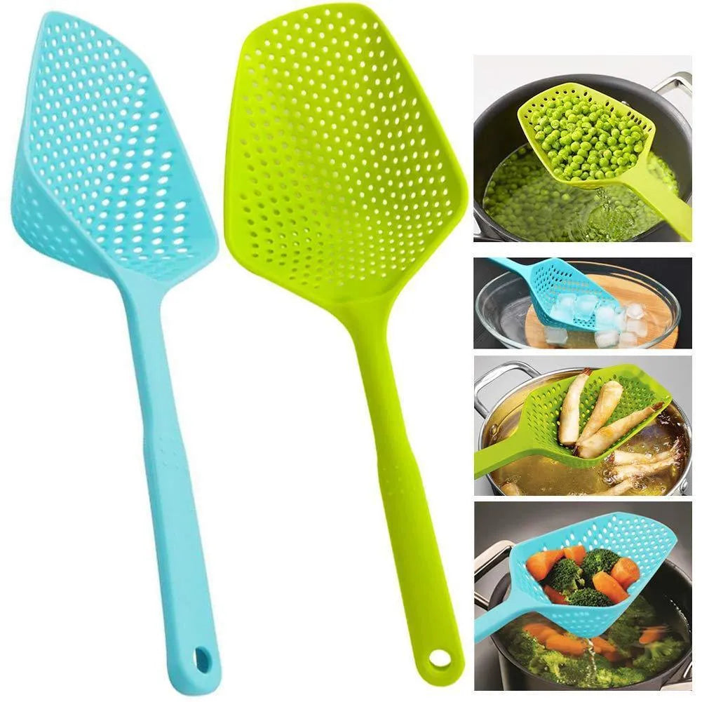 Large plastic kitchen colander scoop strainer in choice of five colours for draining foods