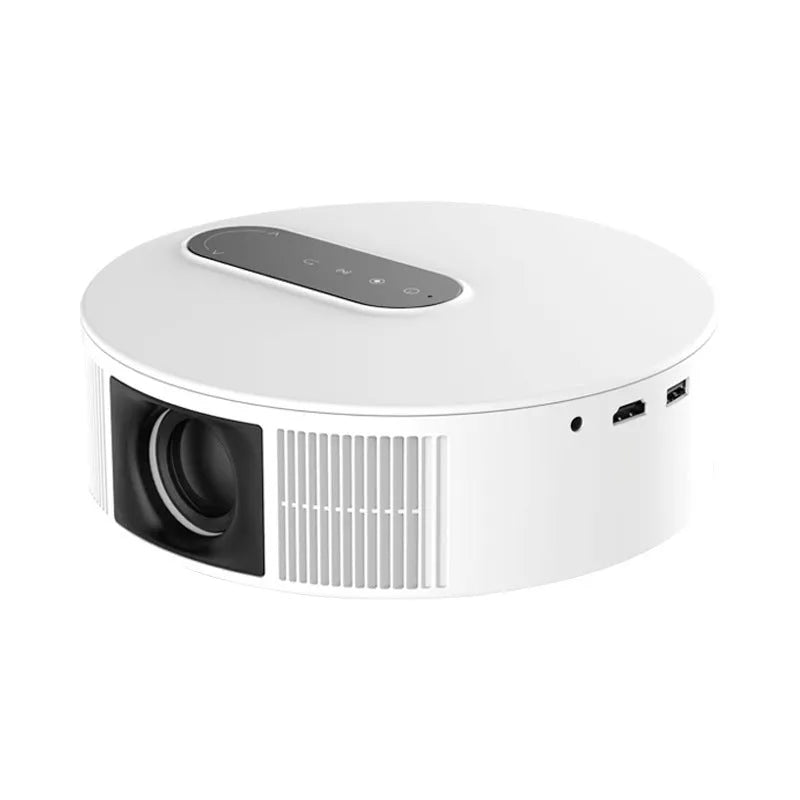 White HD projector with remote control for home theatre and bedroom cinema projection