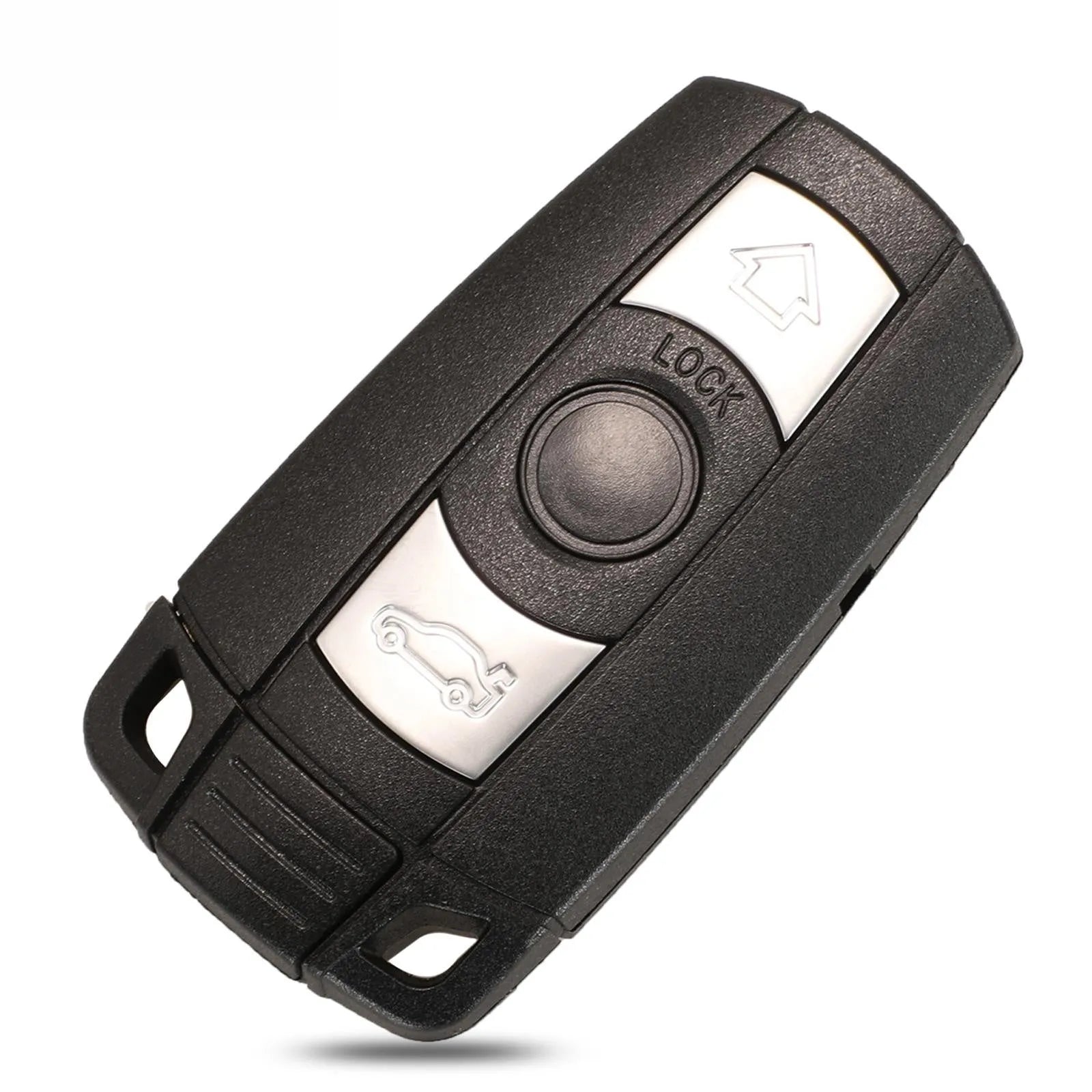 BMW CAS3 semi-intelligent three-button remote car key fob in metal and plastic.