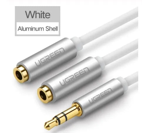 Short 20cm earphone cable with gold 3.5mm connectors in black, grey or white options