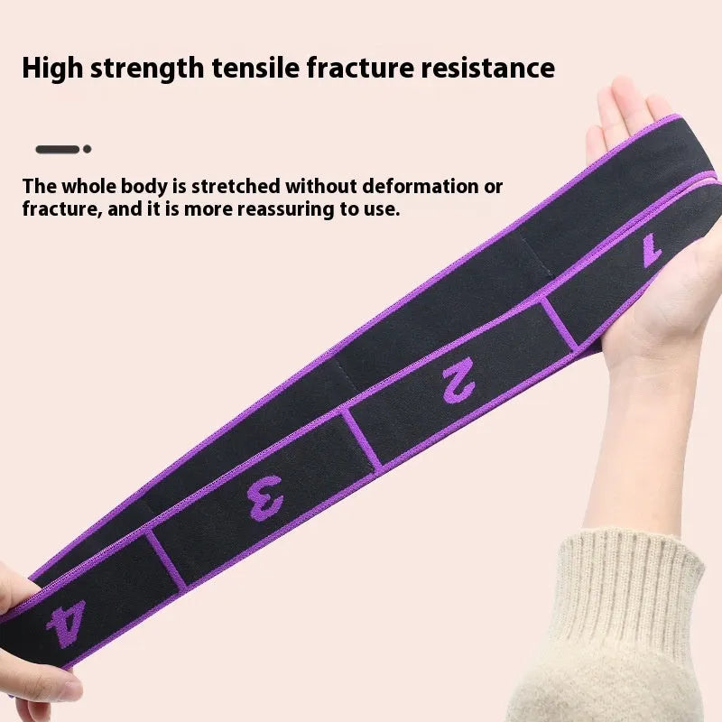 Yoga multi-section stretch strap in polyester cotton latex yarn for sports and fitness applications
