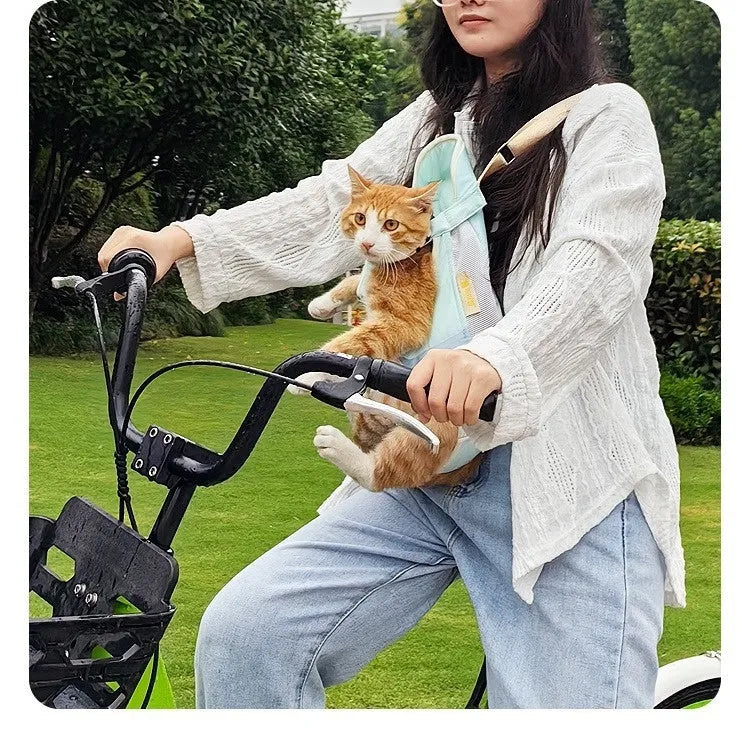 Soft non-woven polyester canvas pet backpack for cat carrying in VC orange colour