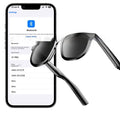 Black AI smart glasses with Bluetooth audio, touch controls, and UV protection lenses