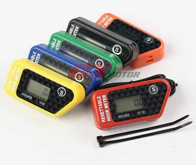 Black waterproof LCD maintenance timer for ATV, motorcycle, motorboat, lawn mower, and generator service scheduling