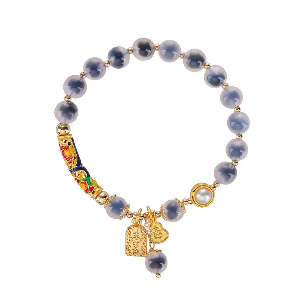 Women's sugar heart agate bracelet with retro minority styling in cherry blossom colour design