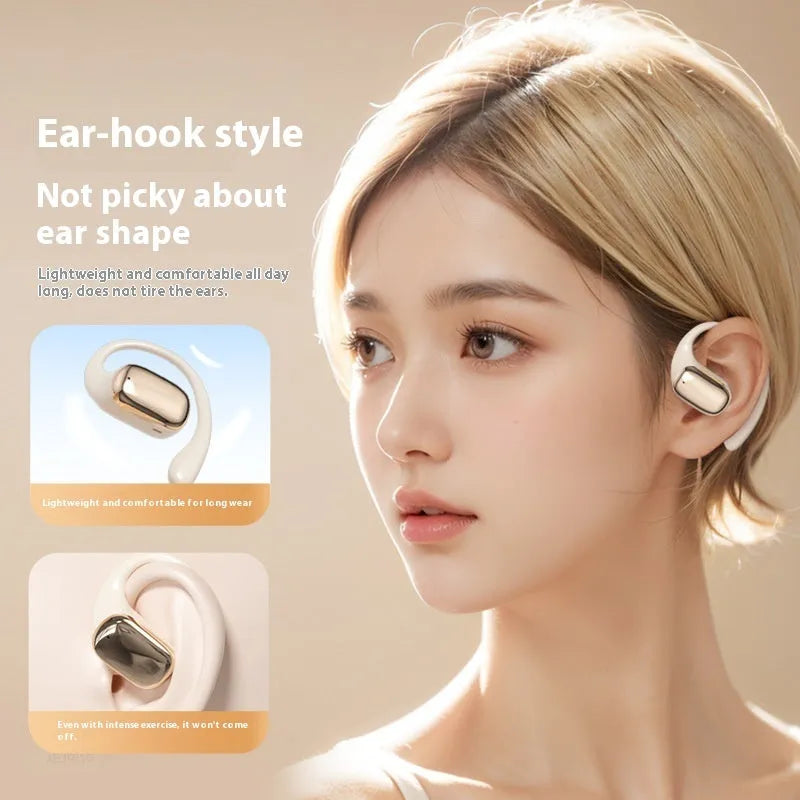 Wireless ear-mounted headphones with digital display screen in black colour