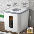 Grey plastic rice storage jar with airtight lid in three size options for kitchen pantry organisation