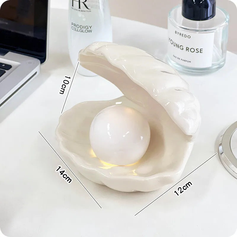 Yellow white porcelain girl's night lamp and storage tray set with modern simplicity design.