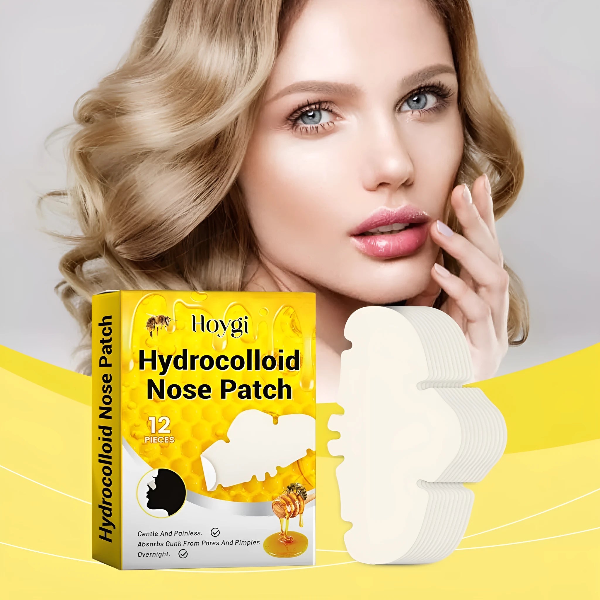 Clear hydrocolloid nose patches for facial pore cleansing in pack of 12 pieces