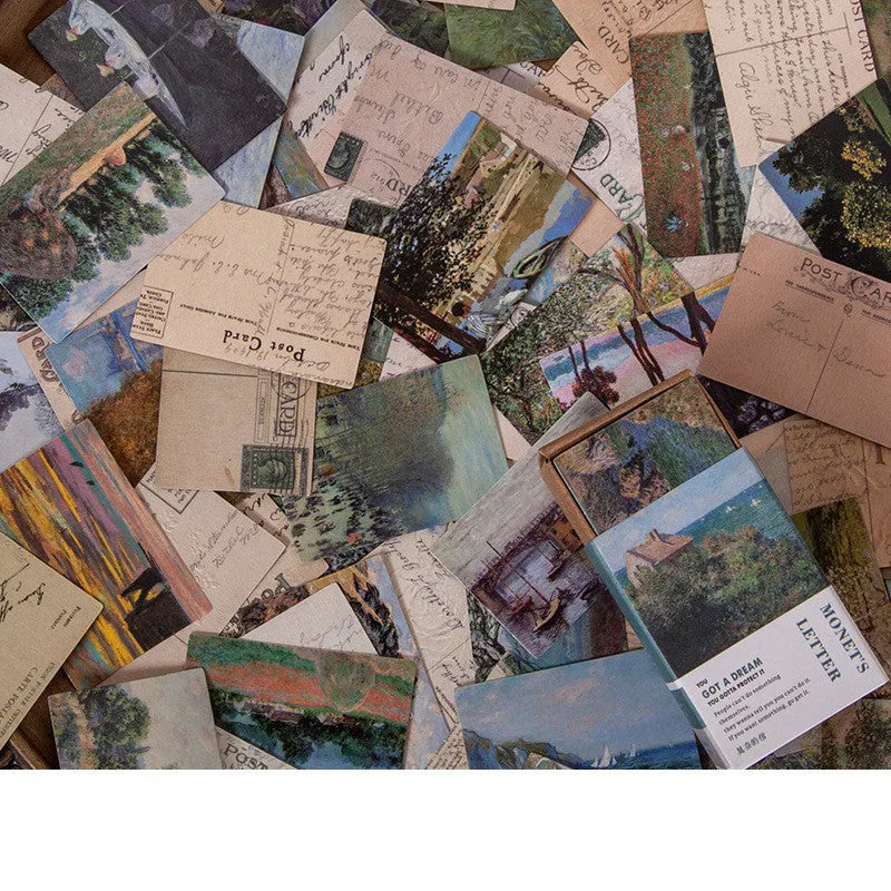 100 double-sided retro mini note cards in seven colours including blossoming flowers and antique paper