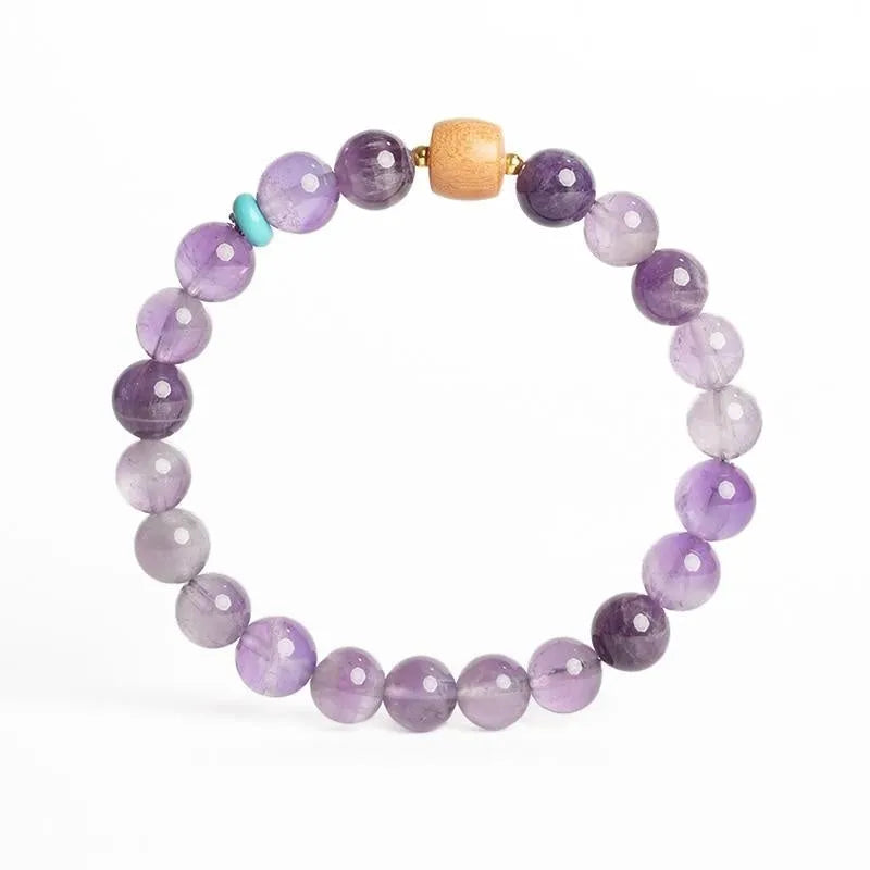 Putuo Mountain amethyst lucky bracelet with natural purple crystal beads in adjustable design