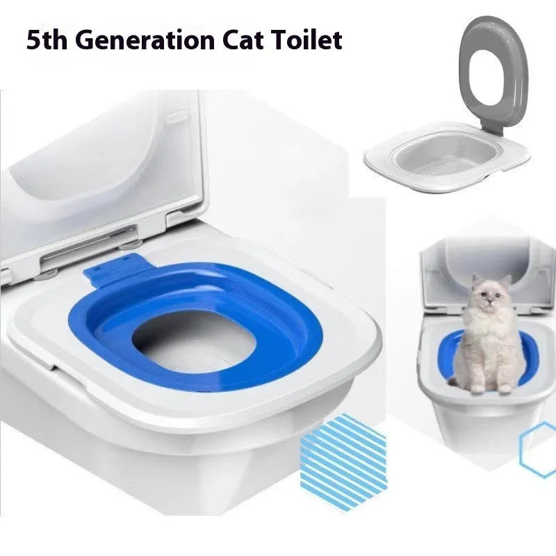 Fifth generation cat toilet trainer tray in blue colour, made from ABS plastic