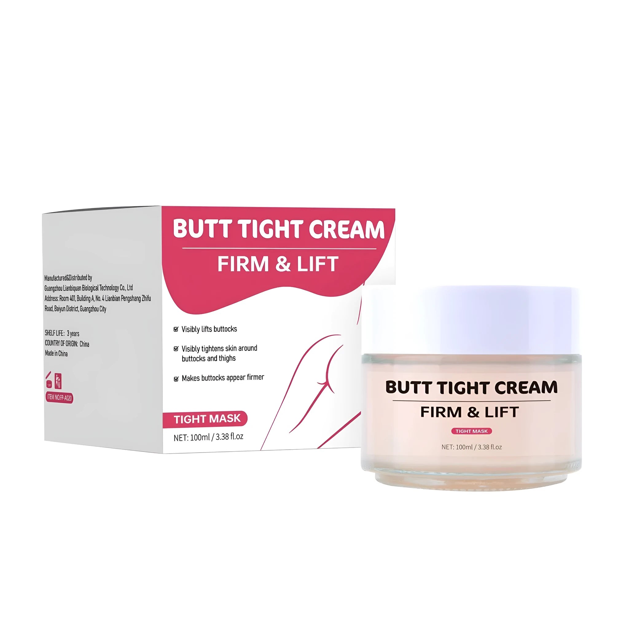 100ml hip tightening cream bottle with botanical extract formulation for skin nourishing and firming