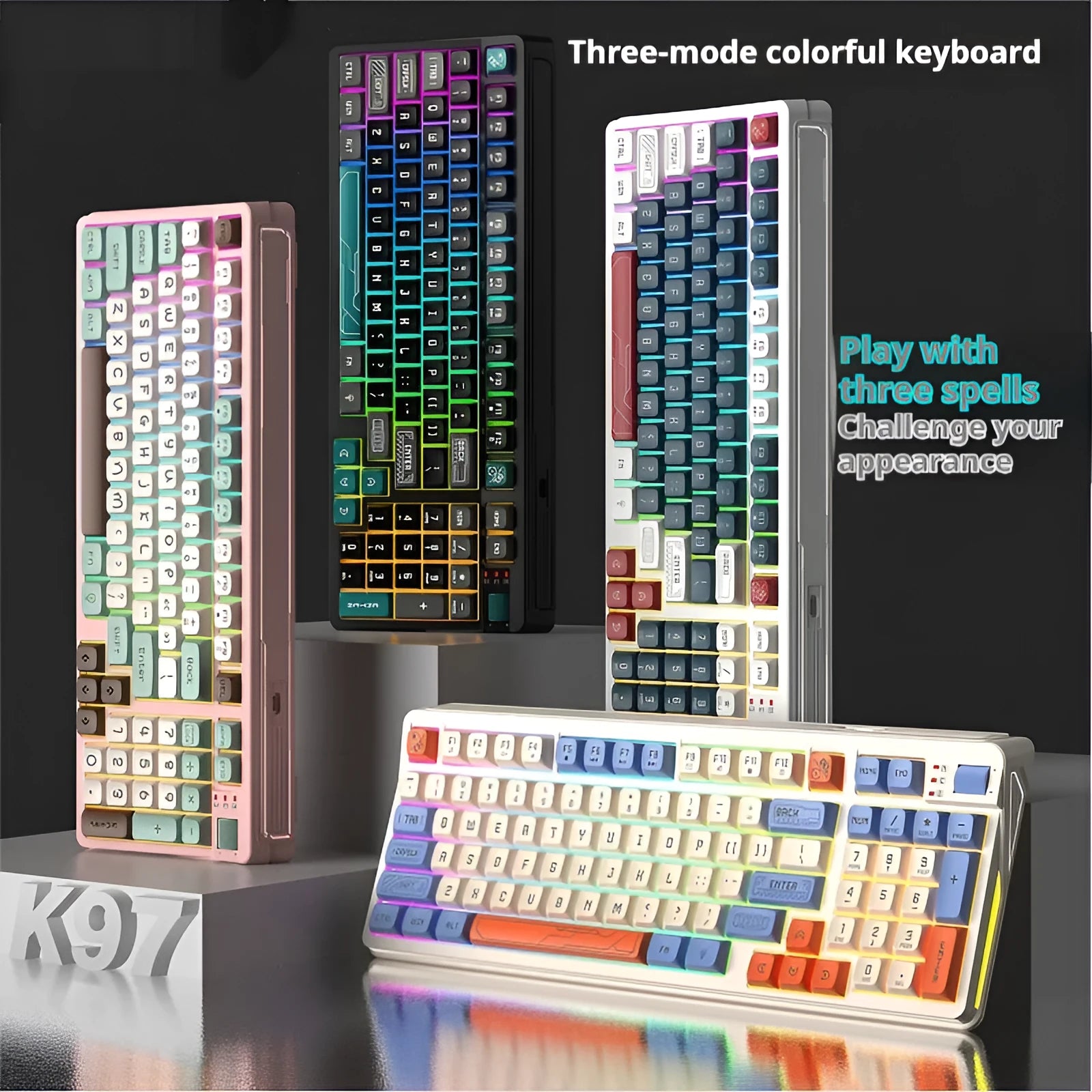 ABS plastic desktop computer keyboard with colourful design and USB cable