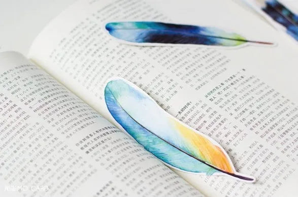 Feather bookmark 30 piece set, paper, multi-coloured, 4.5 x 15.5cm, creative design