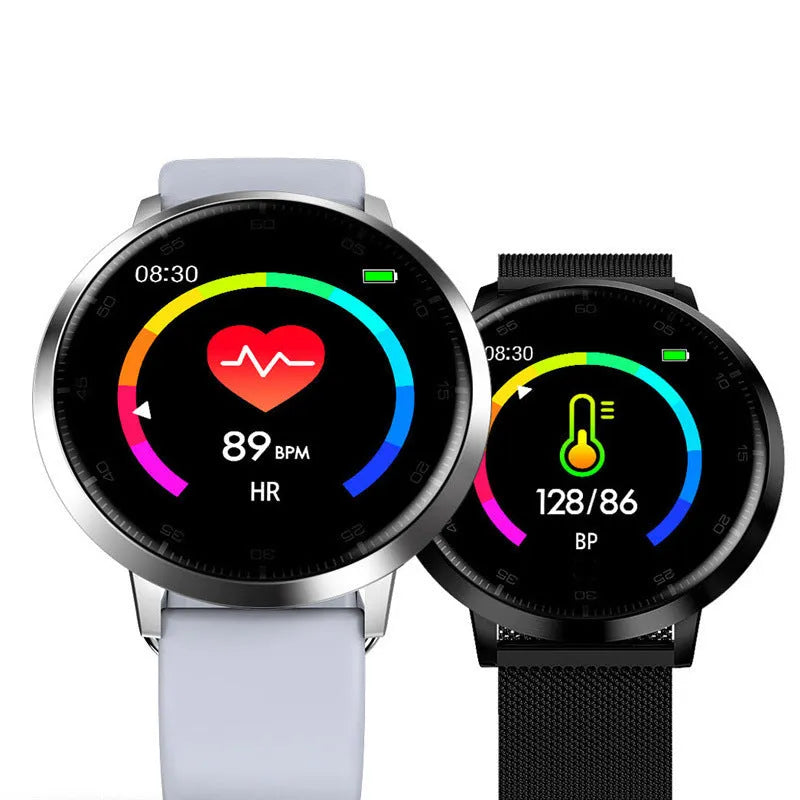 Ultra-thin black smart health bracelet with 1.3-inch screen on a silicone wrist strap.