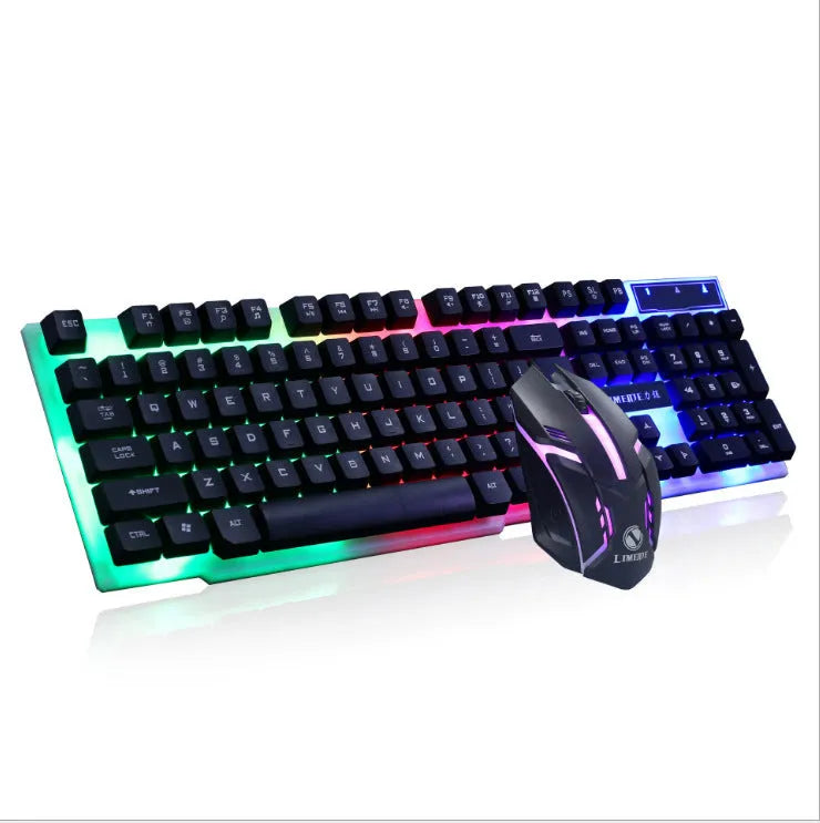 Limei GTX300 white gaming keyboard and mouse set on a desktop