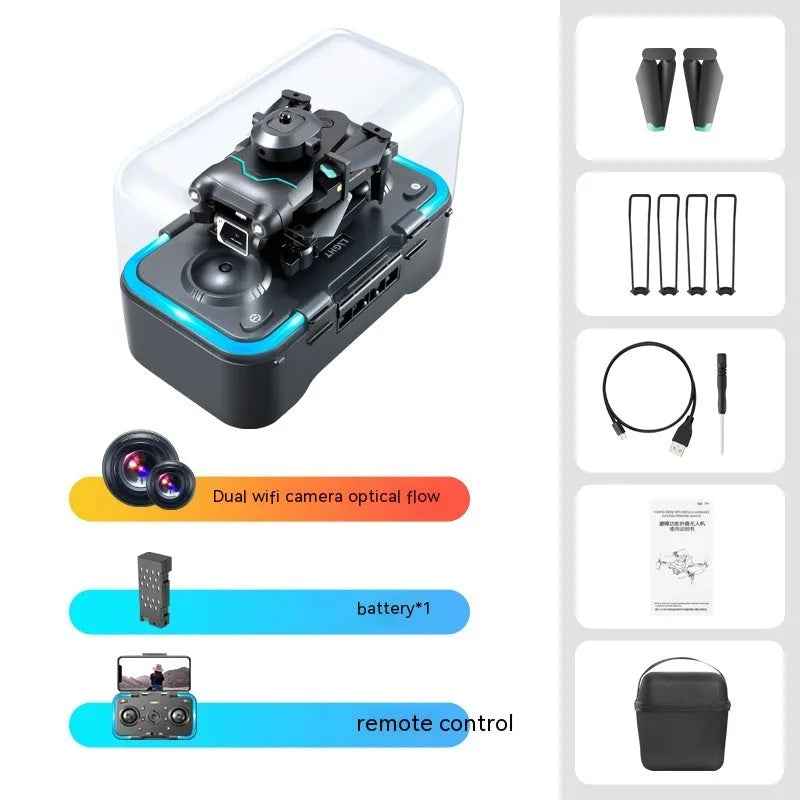 Black four-axis obstacle avoidance aerial photography drone under 30cm with dual camera