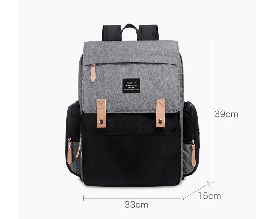 LAND large capacity oxford cloth diaper backpack with changing mat in various colours