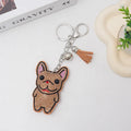 Dog rhinestone keychain with cartoon animal design and electroplated alloy pendant