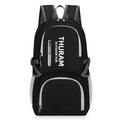Outdoor folding rucksack in dark blue with air pillow belt system showing 20-35 litre capacity