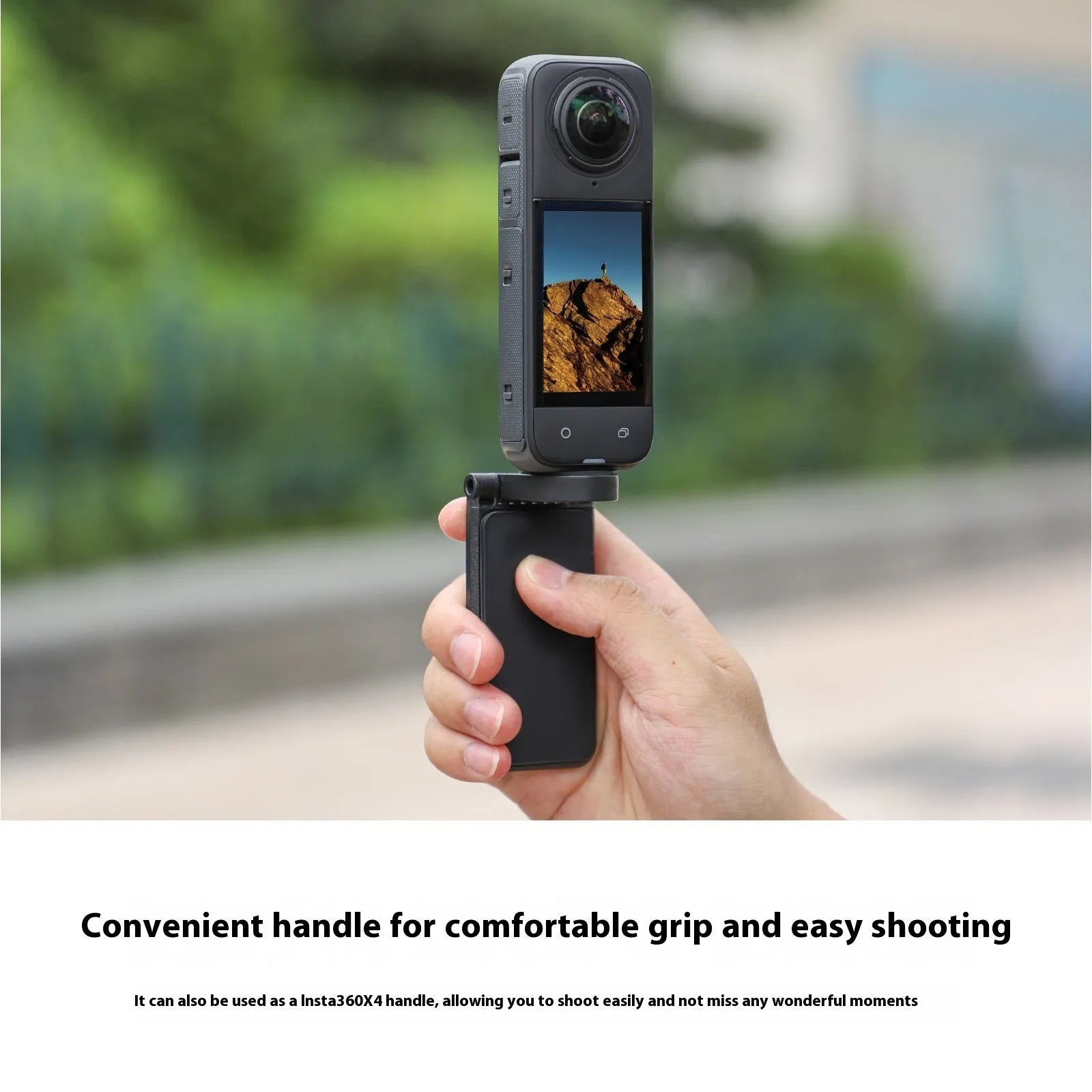 Black magnetic bracket base handle for Insta360 X4 camera with angle adjustment mechanism