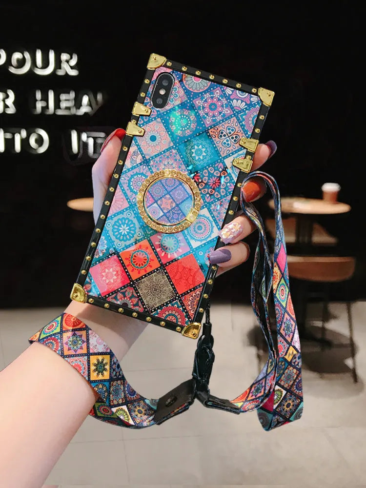 Samsung S8 Bohemian style protective case with blue light mirror frame