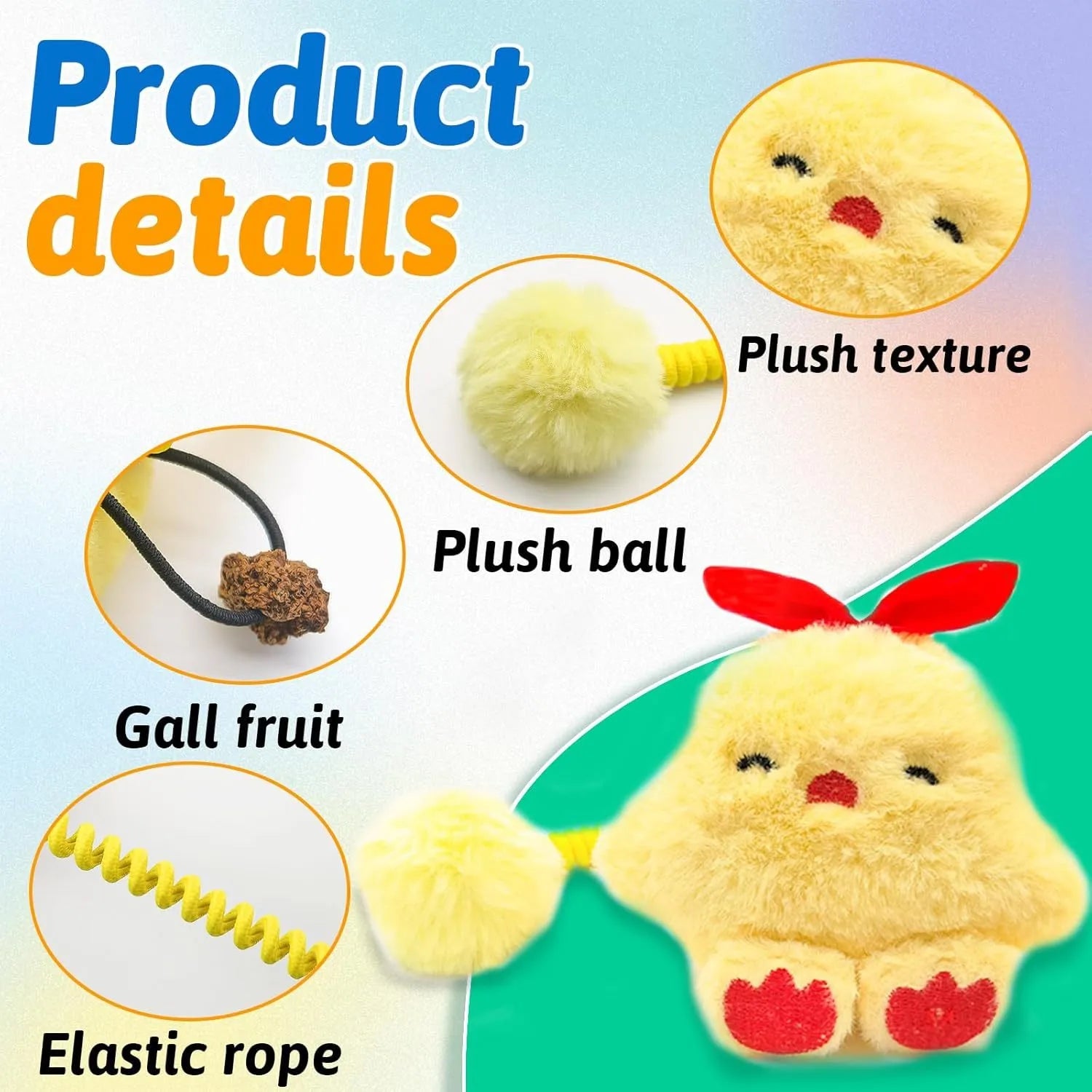 Plush cat toy with silvervine fruit, spring, and fuzzy ball for kitten teething and interactive play
