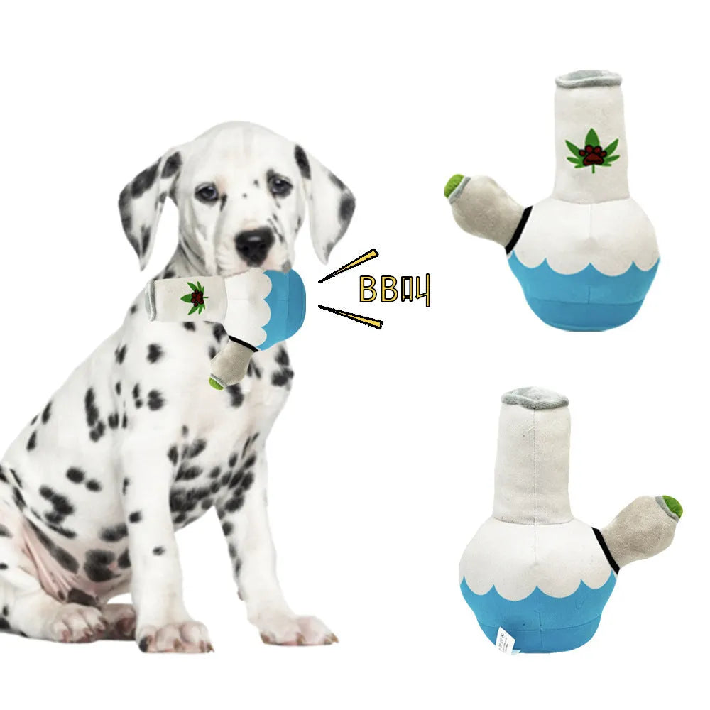 24cm kettle-shaped plush dog toy with picture style design for small and medium dogs