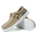 Men's green and orange canvas casual shoes with round toe and rubber sole