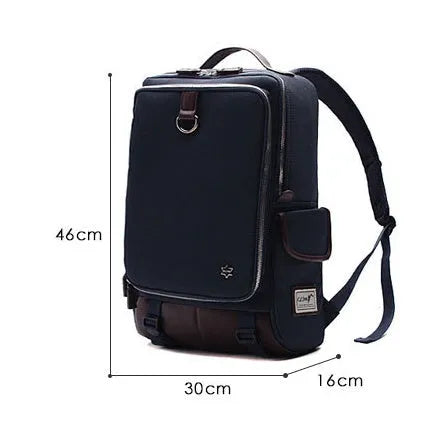 Men's Oxford cloth backpack in a modern Korean design, shown in Army Green colour, with dimensions 30x16x46cm.