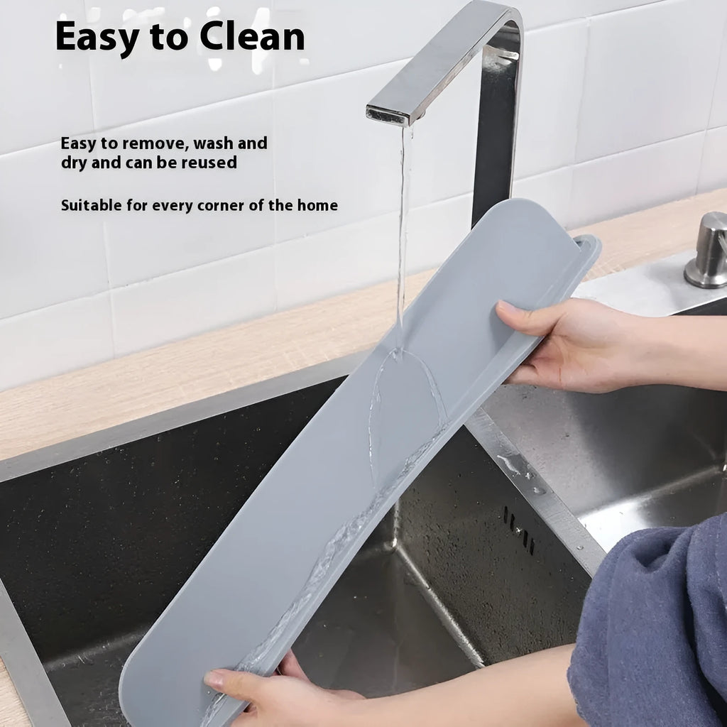 Silicone kitchen sink water blocking plate in three colour options: black, blue and grey