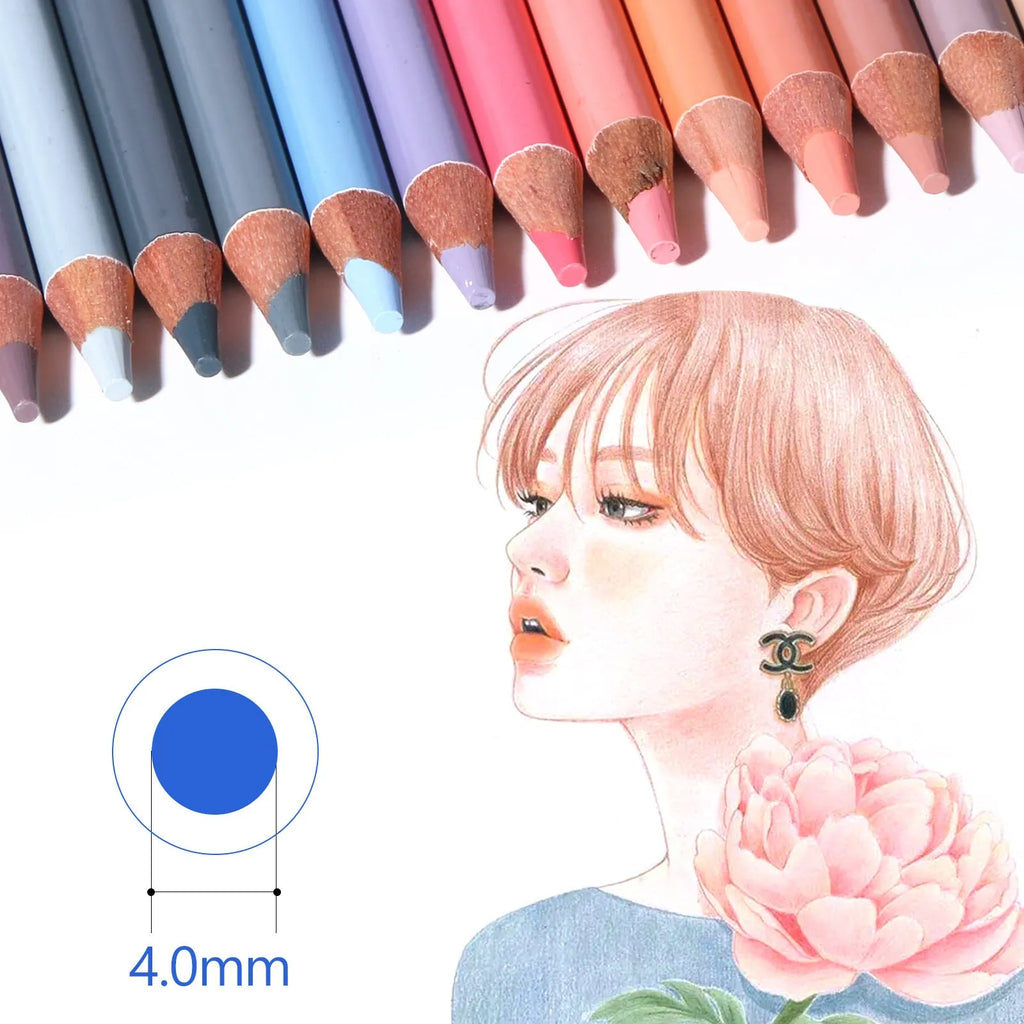 Round metal tin case open to show 24 skin tone colour pencils for portrait art