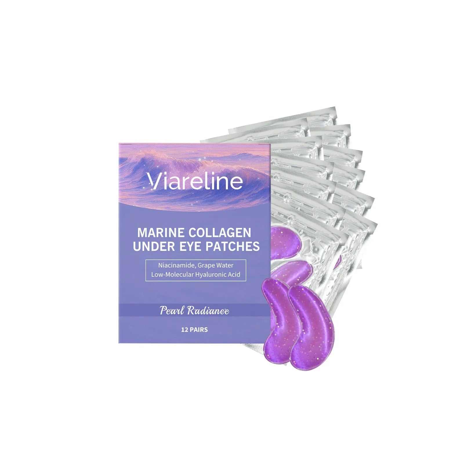 Collagen eye mask treatment with hyaluronic acid in 12-pair packaging