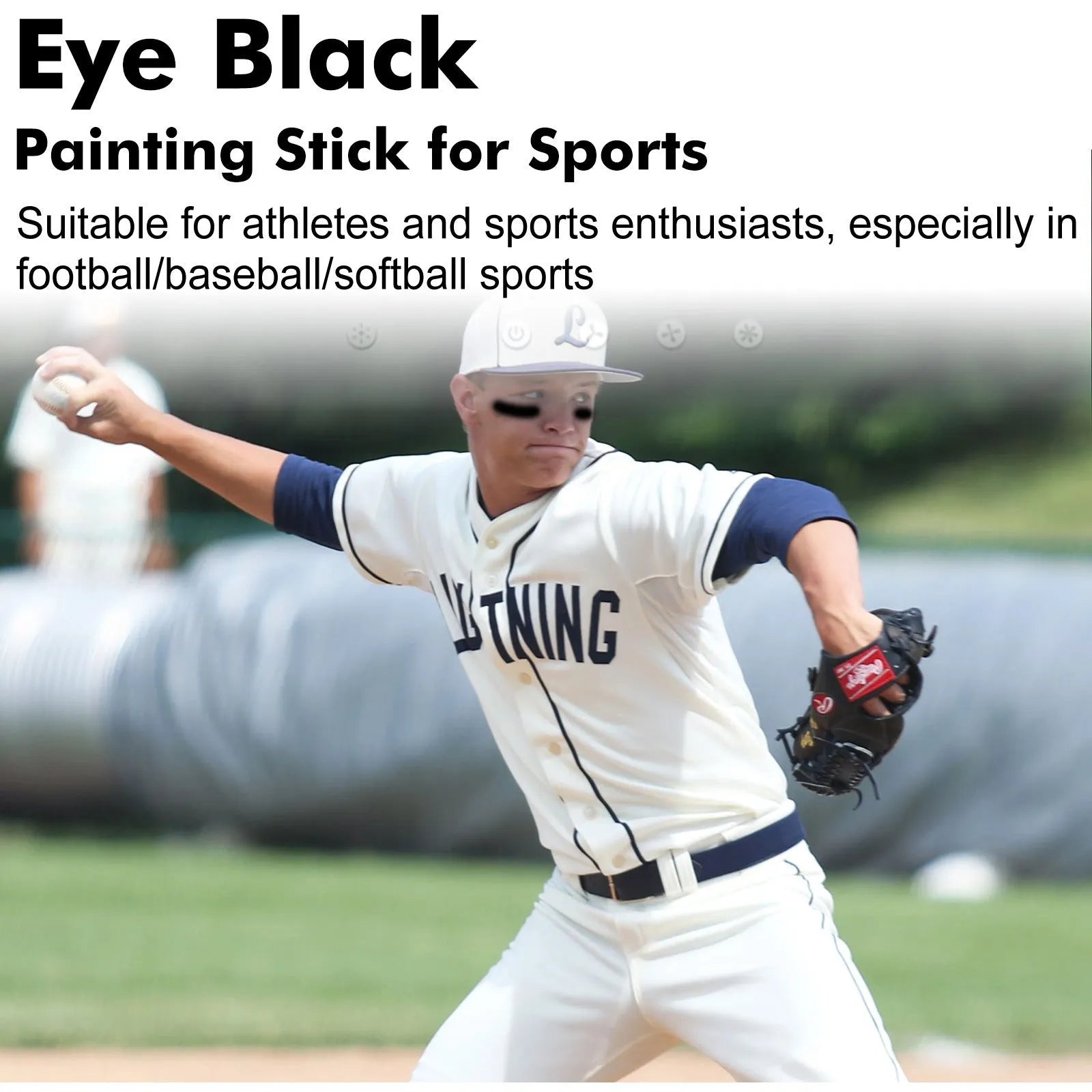 15g sports eye black paint stick in 8.6cm case for baseball and athletic use