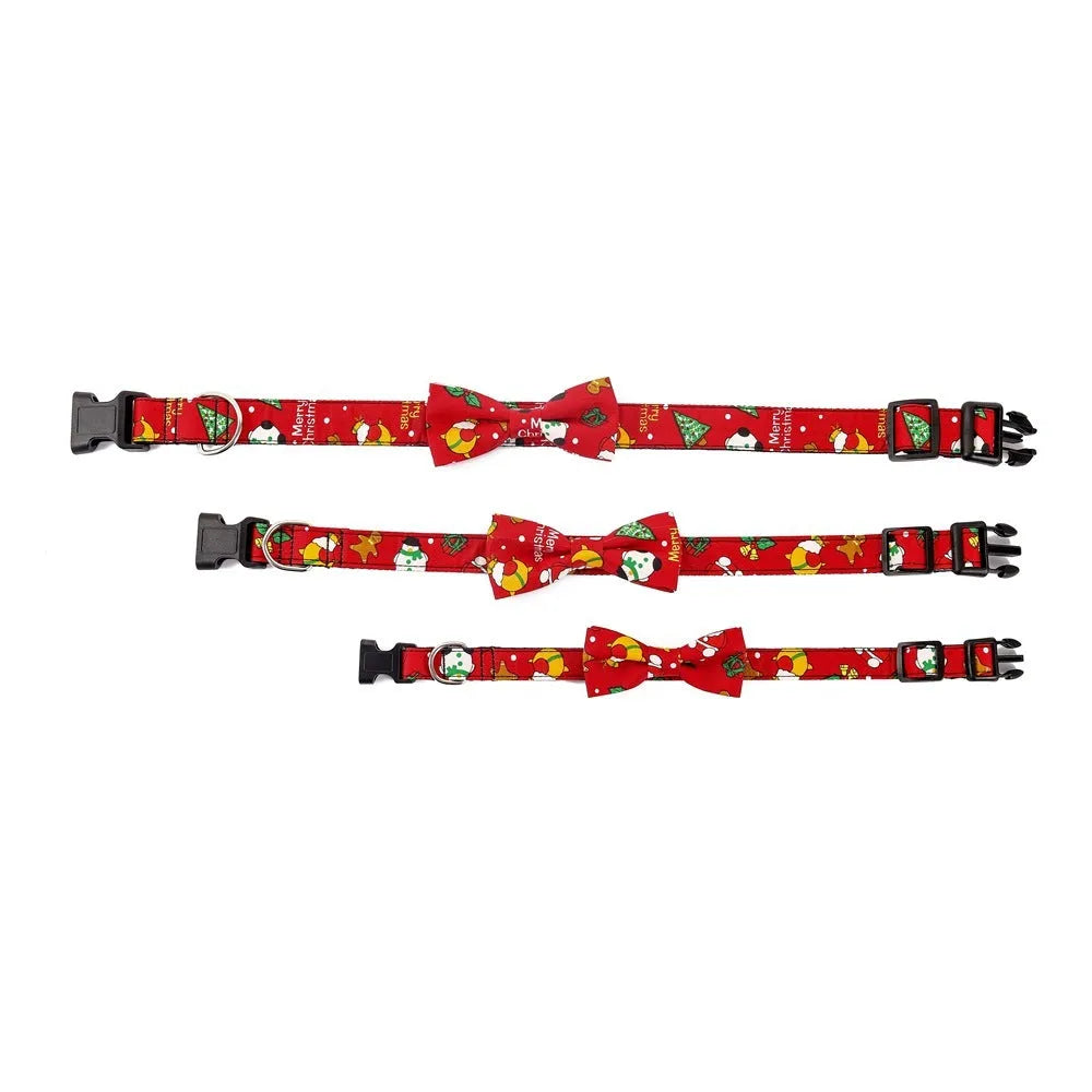 Simplicity Creative printed Christmas dog collar in cotton polyester, red and green options, adjustable sizes S M L