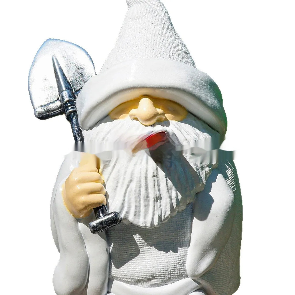 Resin smoking shovel dwarf Christmas garden ornament for outdoor festive display