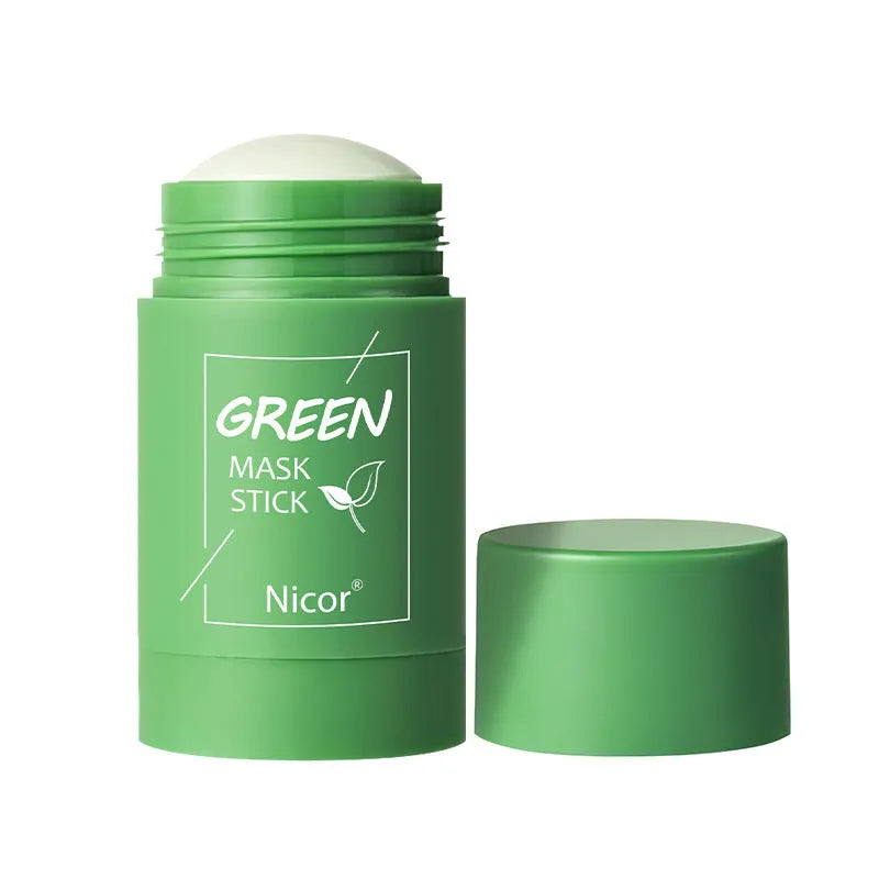 Green tea and eggplant solid clay stick face mask for oily and acne-prone skin